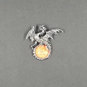 Dragon Necklace Pendant hand painted cabochon with black 18 inch cord