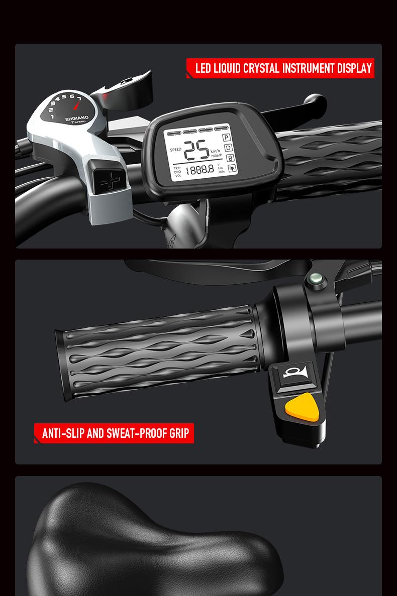 20-Inch All-Terrain Electric Folding Bicycle with High-Carbon Steel Structure 48V 20A-25A Battery 20x4 Off-Road Tires for Versatile Use as Electric Bicycle & Motorcycle SpringStatements