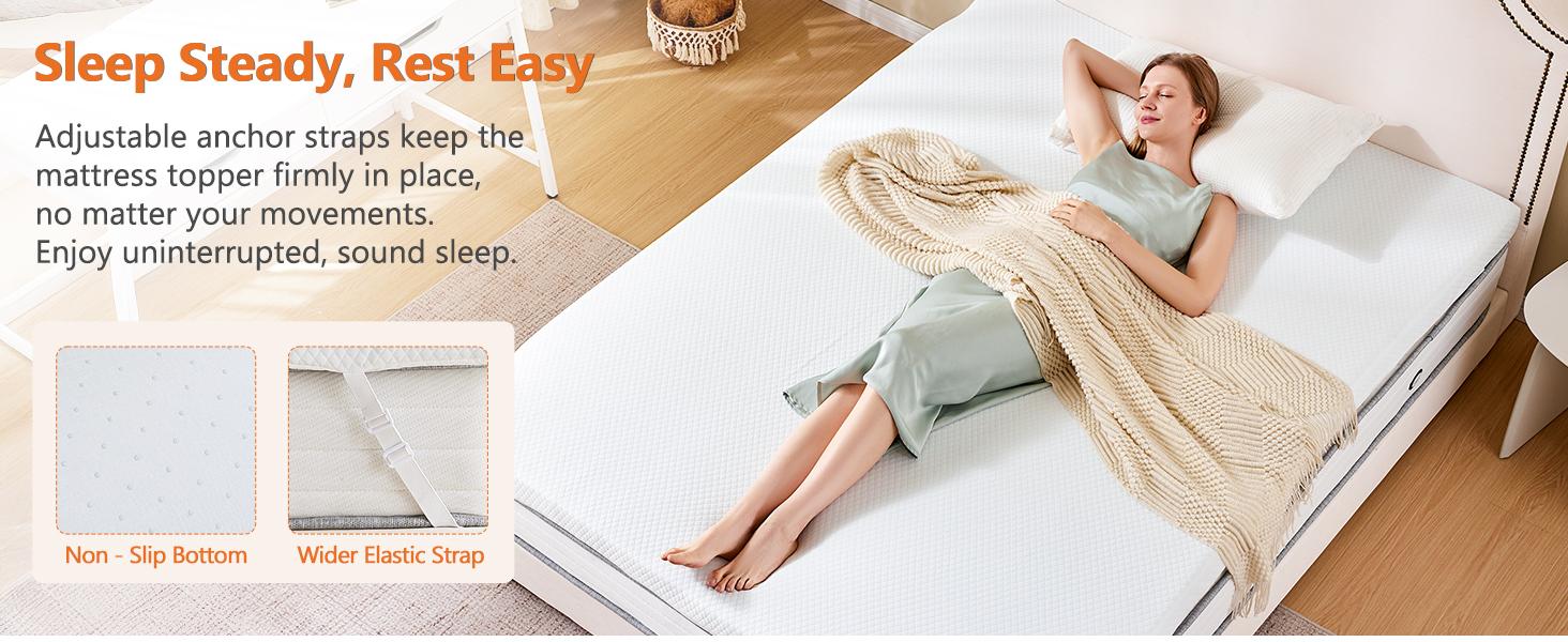 Cooling Gel Memory Foam Mattress Topper for Relieve Back Pain, Ventilated Design, CertiPUR-US Certified, Removable Plush Cover