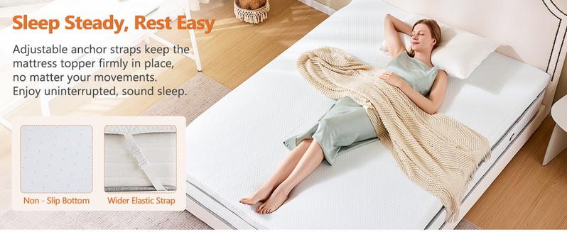 Cooling Gel Memory Foam Mattress Topper for Relieve Back Pain, Ventilated Design, CertiPUR-US Certified, Removable Plush Cover