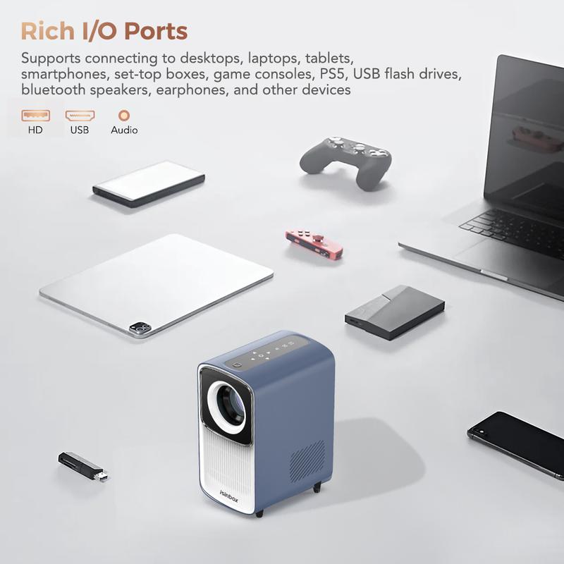 Portable Smart Projector With Android 12, 4K HD Display, Auto Focus, WiFi6 & BT5.4, Built-in Battery, Ideal For Home Cinema And Outdoor Use, Holiday Essentials, Christmas Gifts