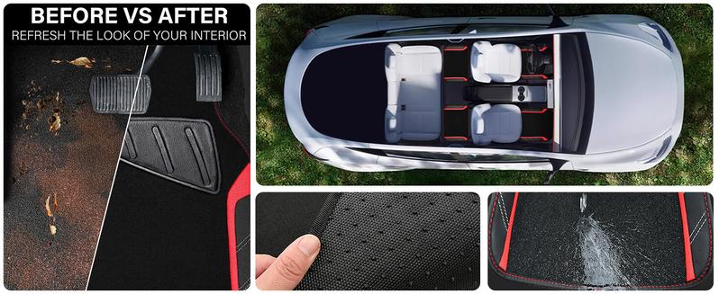 CAR PASS 5pcs Leather Steering Wheel Cover and Waterproof Car Floor Mats,fit for 95% Sedan,SUV,Cars,14.5-15inch Sporty Anti-Slip Safety Comfortable CAR PASS 5pcs Leather Steering Wheel Cover and Waterproof Car Floor Mats,fit for 95% Sedan,SUV,Cars,14.5-15inch Sporty Anti-Slip Safety Comfortable