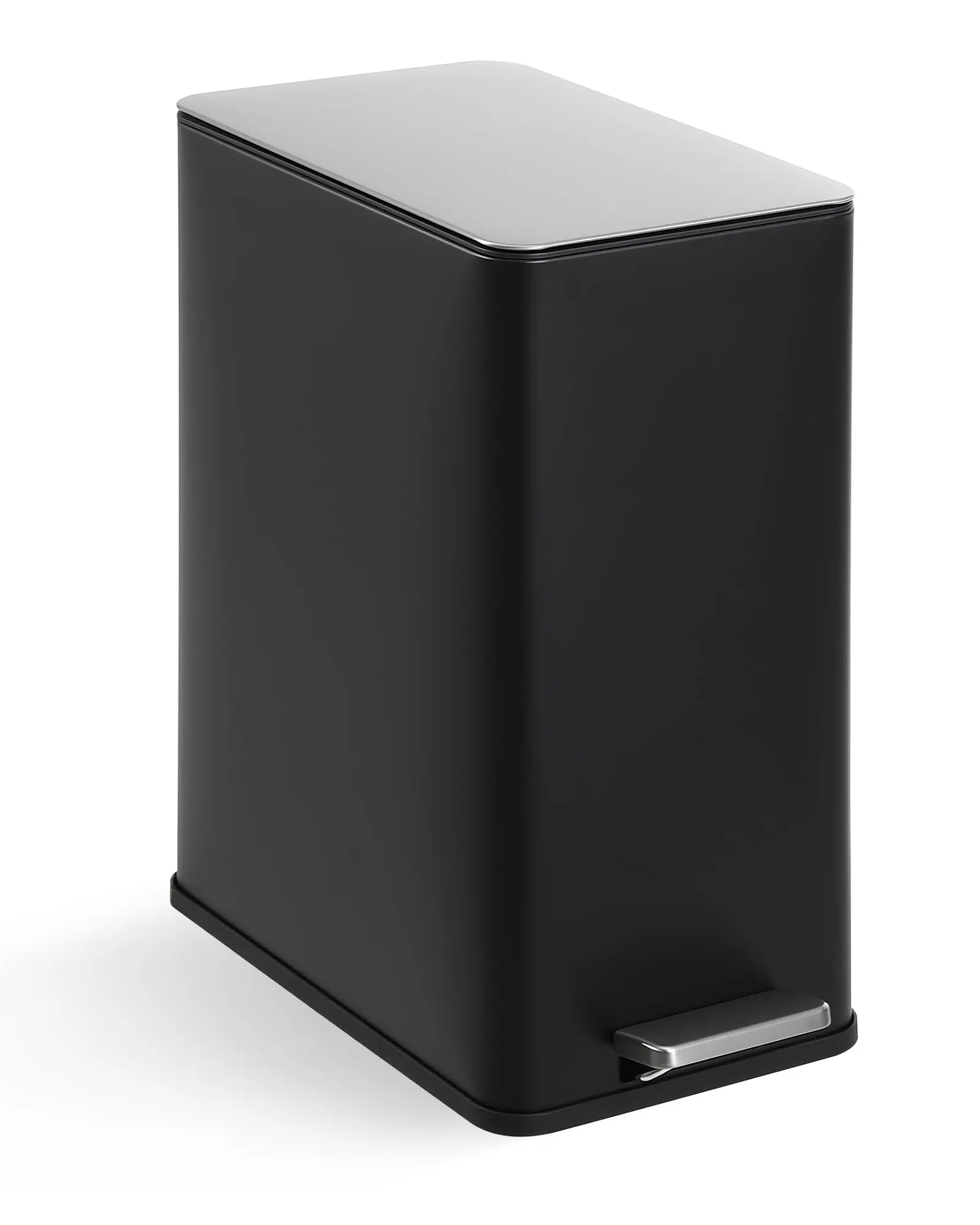 Garvee 4 Gallon Stainless Steel Trash Can with Soft Close Lid, Step-on Garbage Bin for Bathroom & Kitchen, Compact Slim Design with Removable Inner Bucket for Office and Living Room Use