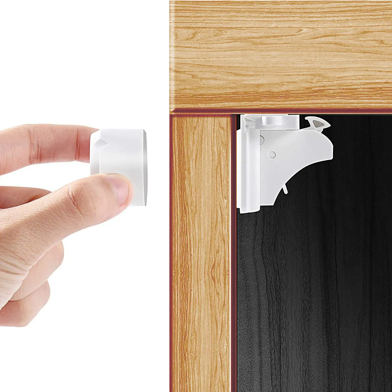 Vmaisi Magnetic Cabinet Locks for Baby Proofing, Child Safety Latches with Magnet Keys and 2 Reusable Installation Cradles
