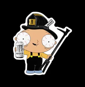 Firefighter Stewie  Family Sticker (two decals 3")  Sticker