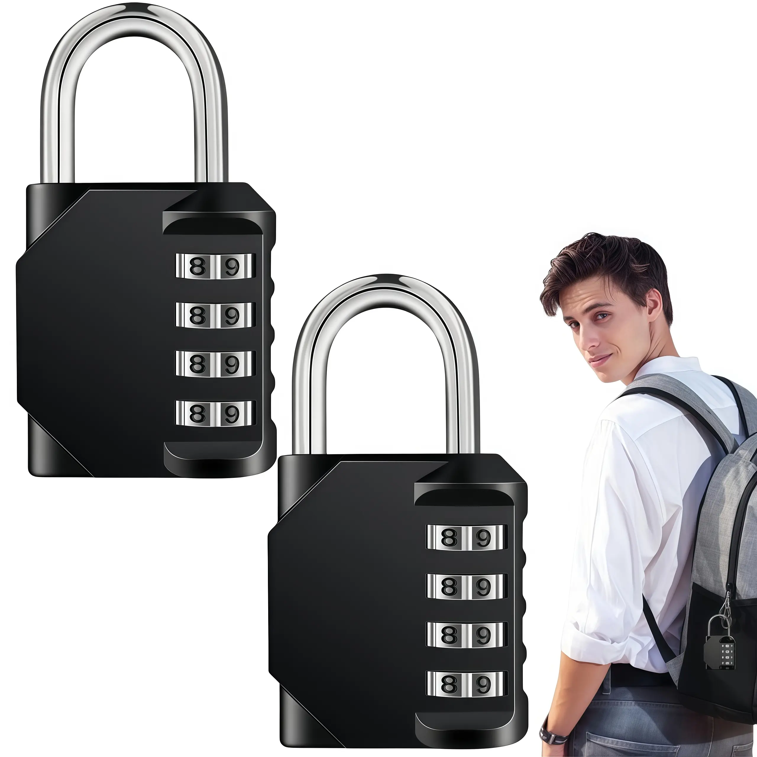 LMMAKE 1PC/2PCS Premium Resettable 4-Digit Keyless Combo Padlock with U-Shaped Shackle, Weatherproof Construction, Ideal for Lockers Storage, for Gym-Goers Needing Secure Access,back to school,back to school haul