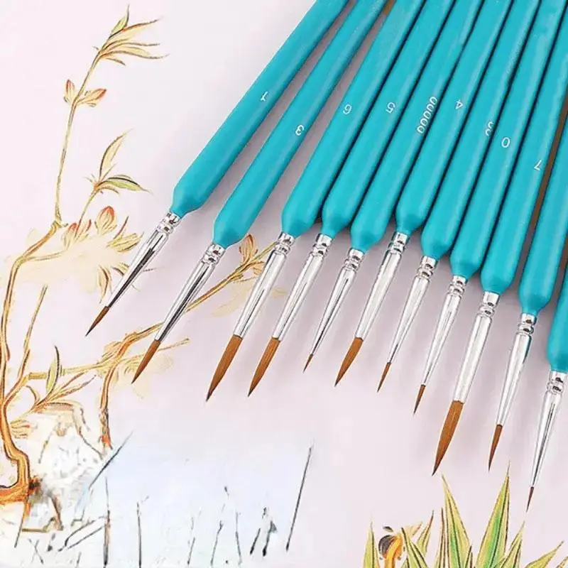 11pcs/set Miniature Paint Brushes, Handles, Detail Fine Tip Paint Brushes Set, Detailed, Suitable for Artists, Acrylic Painting, Oil, Watercolor, Scale Model Painting, Line Drawing, Fine Lines, Fine Tip Precision, Art Drawing Supplies