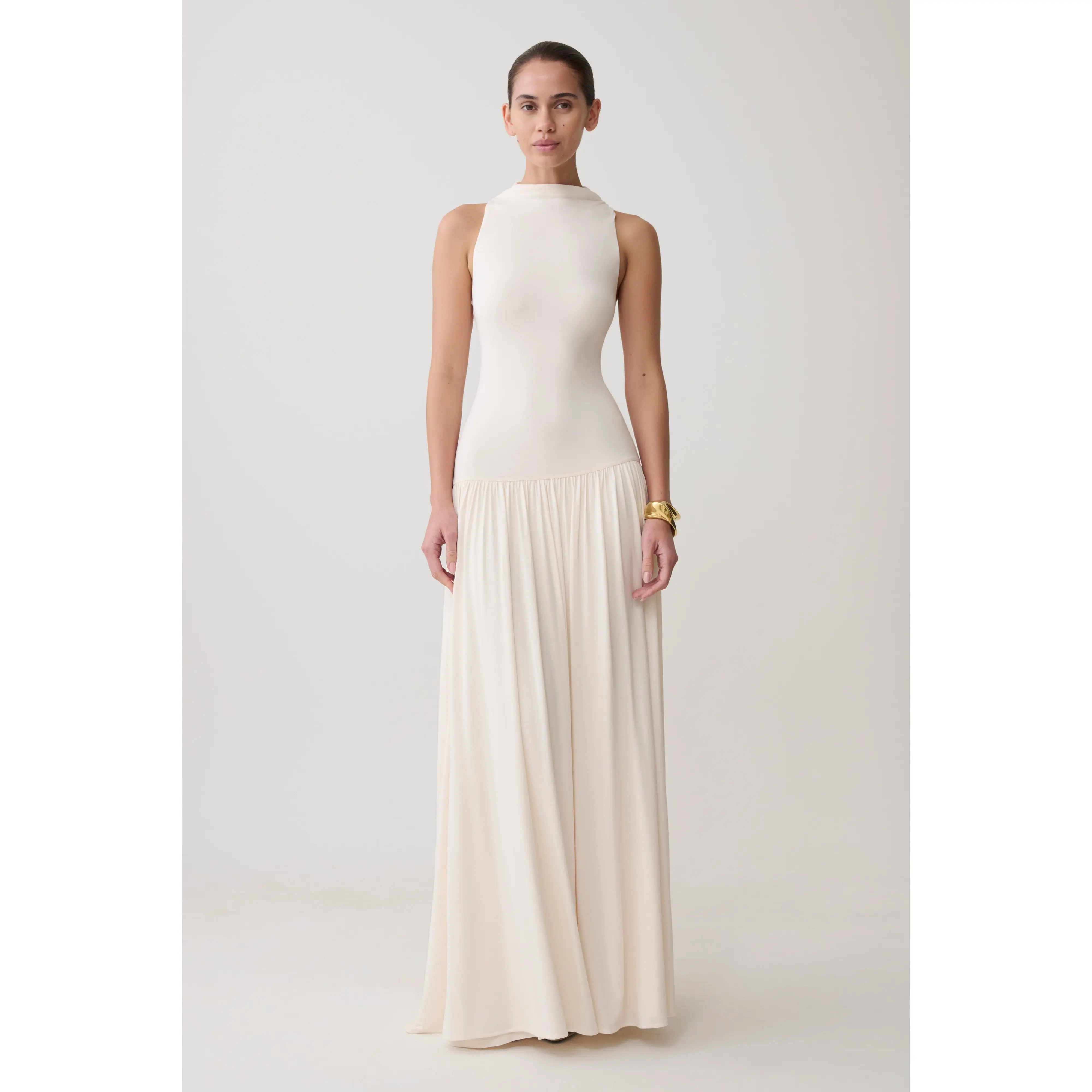 Zsela High Neck Modal Maxi Dress - Ivory