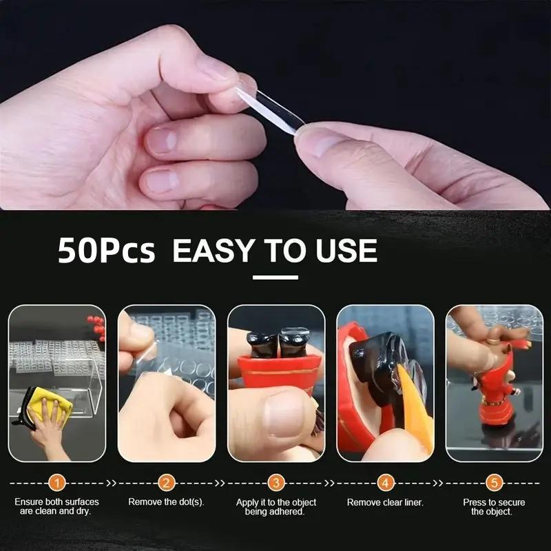 Double Sided Adhesive Dots Clear Sticky Tack Tape Removable Stickers Acrylic Round Putty Waterproof Sticky Dot for Balloon Craft DIY Art Office Supplies (15mm, 50)