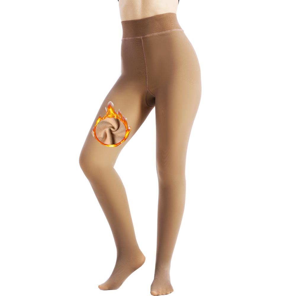 Women's Tights, Fleece Lined Thick Leggings, High Waist Elasticity Thermal Pantyhose Warm Womenswear, Winter Basic Minimalist Underwear, Thickness,Slims & Shapes Body