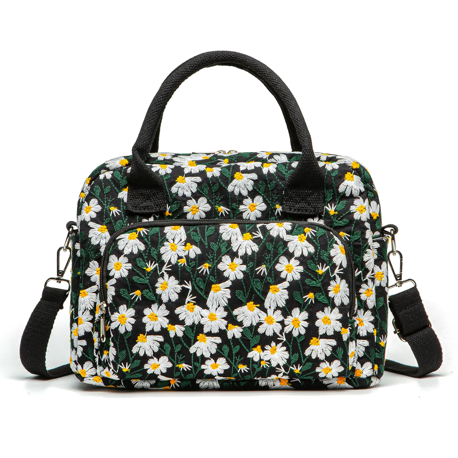 Embroidered Black Daisy