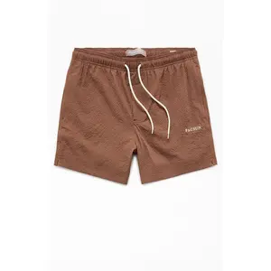 Pacsun Men's Brown Seersucker 4.5" Swim Trunks