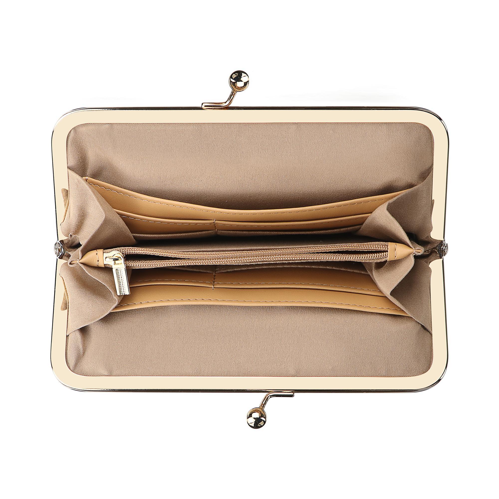 Royal Bagger RFID Kiss Lock Wallet, Solid Color Multi-card Slots Card Holder, Genuine Leather Clutch Purses for Women 1468 SpringStatements