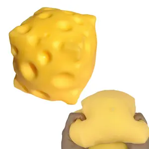 Giant 5-Inch Stress Relief Cheese Squeeze Toy – Extra-Large Moldable Squishy Toy with a Soft Tofu-Like Feel, Sensory Fidget Toy for Anxiety & Frustration Relief