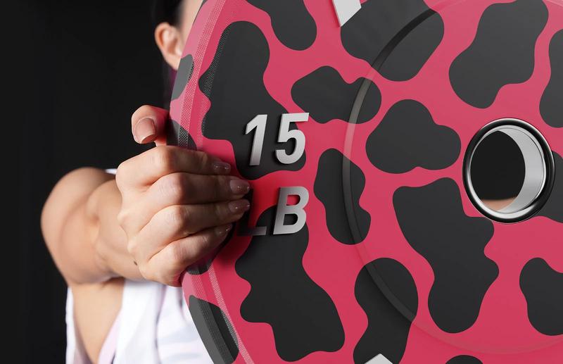 RitFit Pink leopard print bumper plates Olympic 2-Inch Rubber
