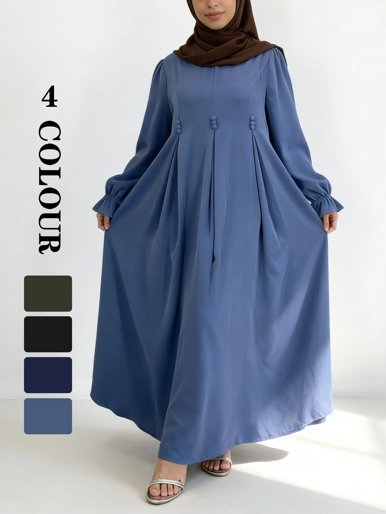 Nida Fabric Islamic Abaya Long Robe, Muslim Arabic Abaya, 4 Low Saturation Colors, 5 Sizes, Smooth and Slimming, Loose Abayas, Modern Islamic Clothing, Modest Muslim Outfits, Islamic Modesty Clothes, Islamic Abaya Dress