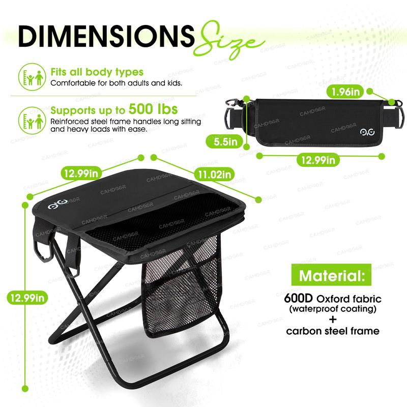 【Jumpstart Sale】Valentine's Day Gift,Camdoor Portable Outdoor Folding Chair with Shoulder Strap Ultra Light 1.5 lbs Max Load 500lbs Side Pockets Velcro Storage for Camping Hiking Fishing BBQ Parties - Collapsible Stools, Gift for Girlfriend/Boyfriend