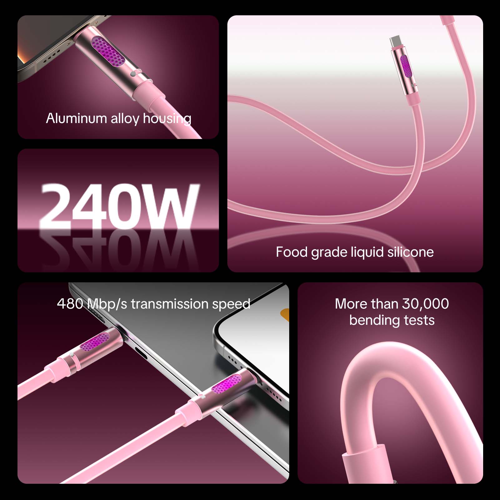 mfish Aromatherapy 240W USB C To C Fast Charging Cable 6ft, Type C Fast Charging Cable Compatible with iPhone 15/16 MacBook, iPad