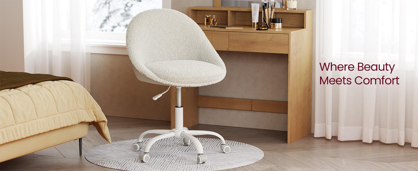 VASAGLE Vanity Chair with Back, Adjustable Swivel Cute Desk Chair with Wheels VASAGLE Vanity Chair with Back, Adjustable Swivel Cute Desk Chair with Wheels