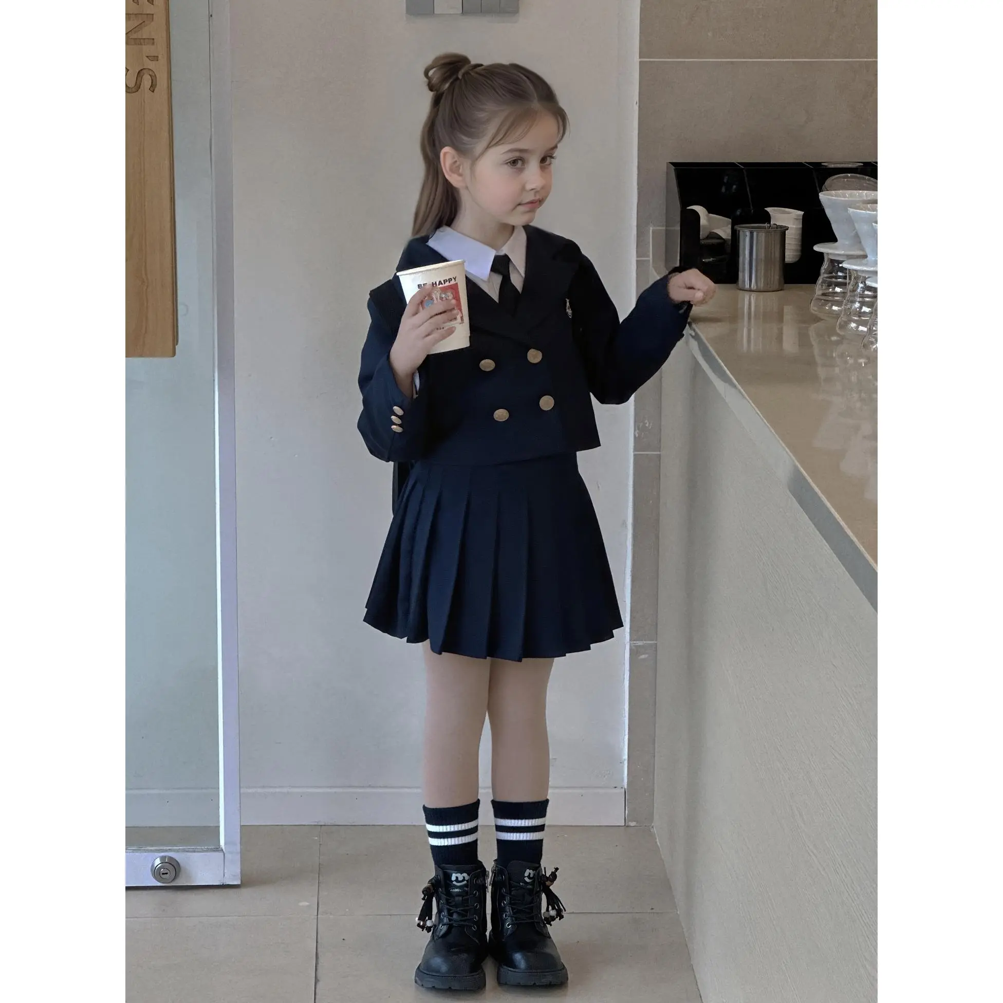 NewNew Spring And Autumn Style Two-Piece Suit for Girls, Featuring a Trendy JK Style Blazer Perfect for The Back-To-School Season