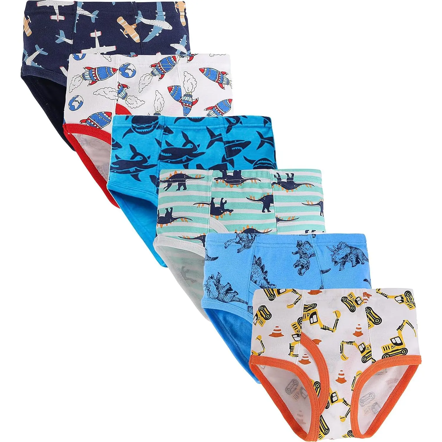Affordable Toddler & Little Boys Soft Cotton Briefs - Sharks, Truck Cars, Airplane Prints (Pack of 6)