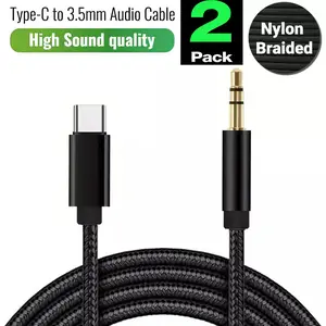2 Pack USB-C to 3.5mm AUX Cable | Type-C to Aux Audio Cord for Car Stereo Headphones Speakers