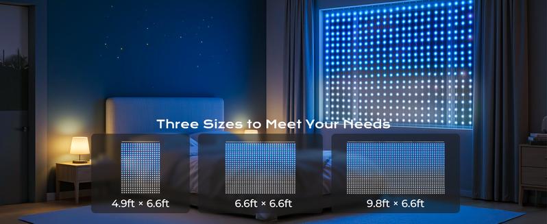 Smart Curtain Lights with DIY GIF, 400 RGBIC LEDs 6.6x6.6ft Color Changing Holiday Wall Lightss with APP, IP65 Waterproof Christmas String Fairy Lightss for Indoor Outdoor Bedroom Window