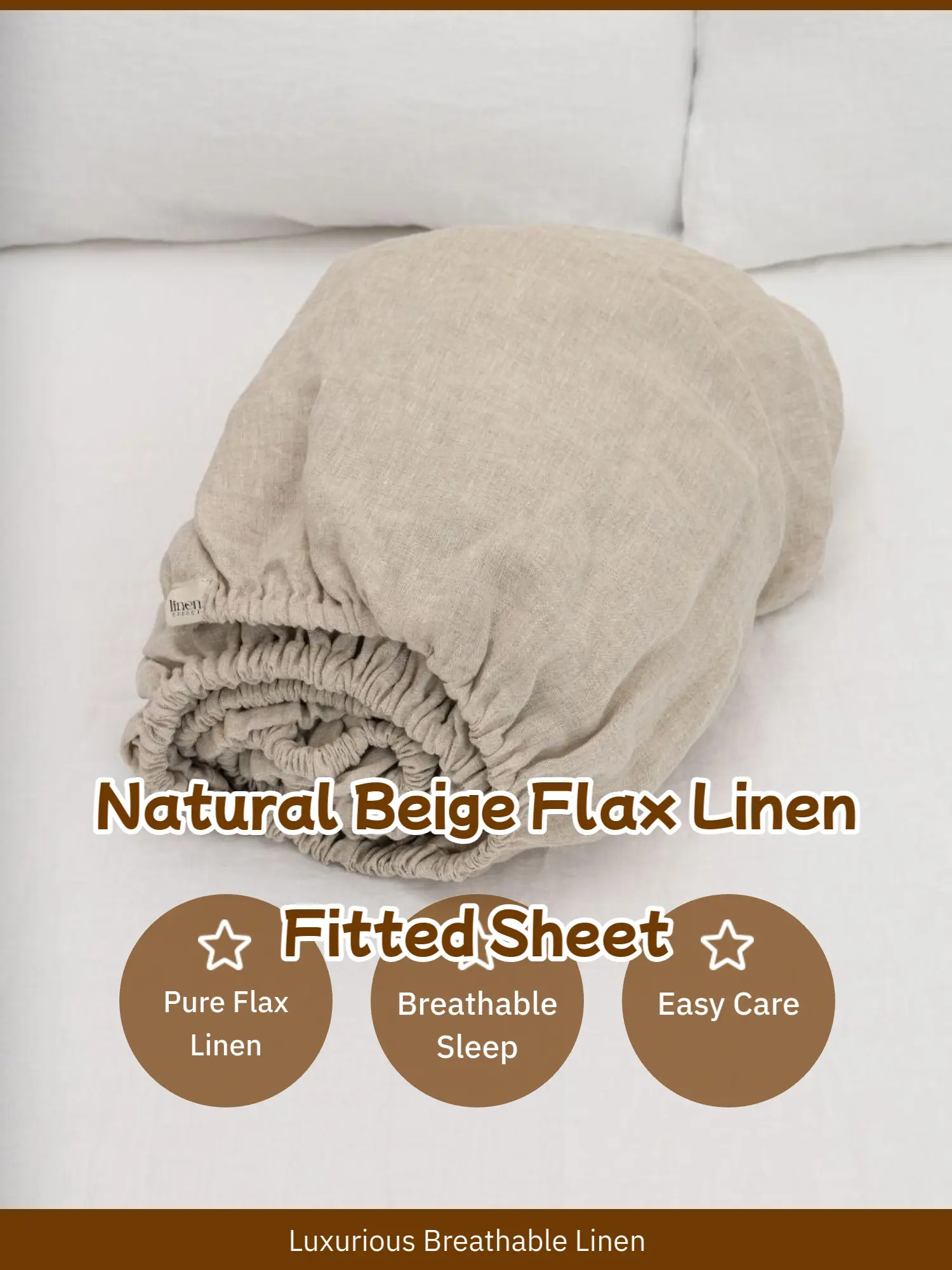 Natural Beige 100% Flax Linen Fitted Sheet