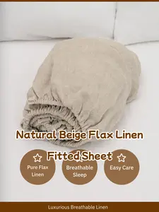 Natural Beige Organic 100% Flax Linen Fitted Sheet