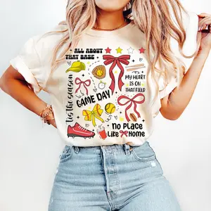 Game Day Softball Coquette, Retro Bow Tee, Sports Fan Gift T-shirt