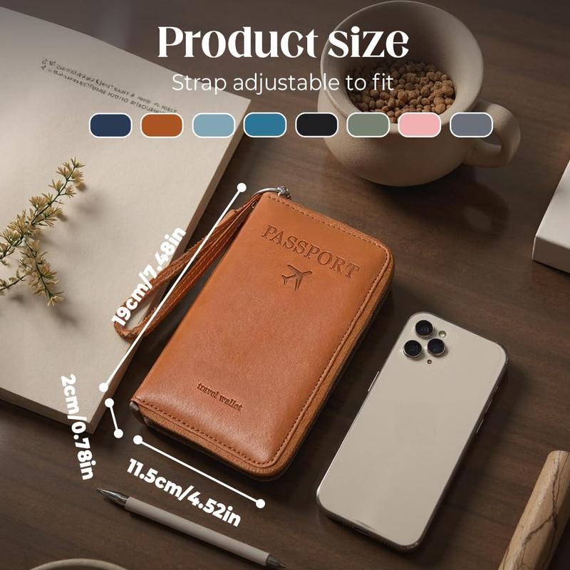 Simple Plain Passport Cases, Multi-functional Zipper Travel Card Holder, RFID Blocking Card Holder, Fashion Travel Accessories, Travel Essentials