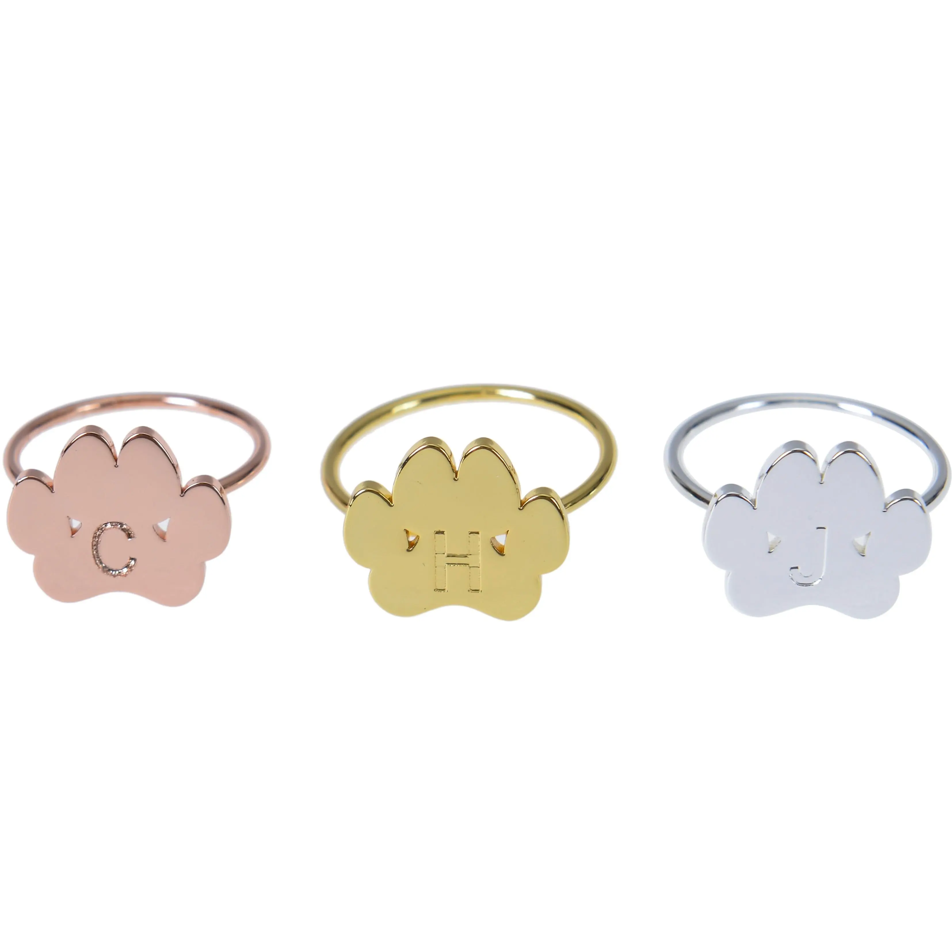 Personalized Initial Letter Paw Ring