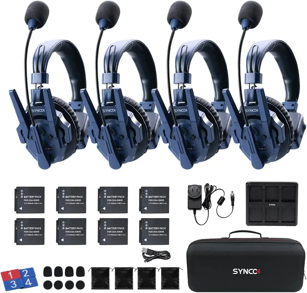 SYNCO Xtalk Master Wireless Audio Intercom Headphone, Master-Free Connection Communication System with Noise Cancellation, 500m/1640ft Range