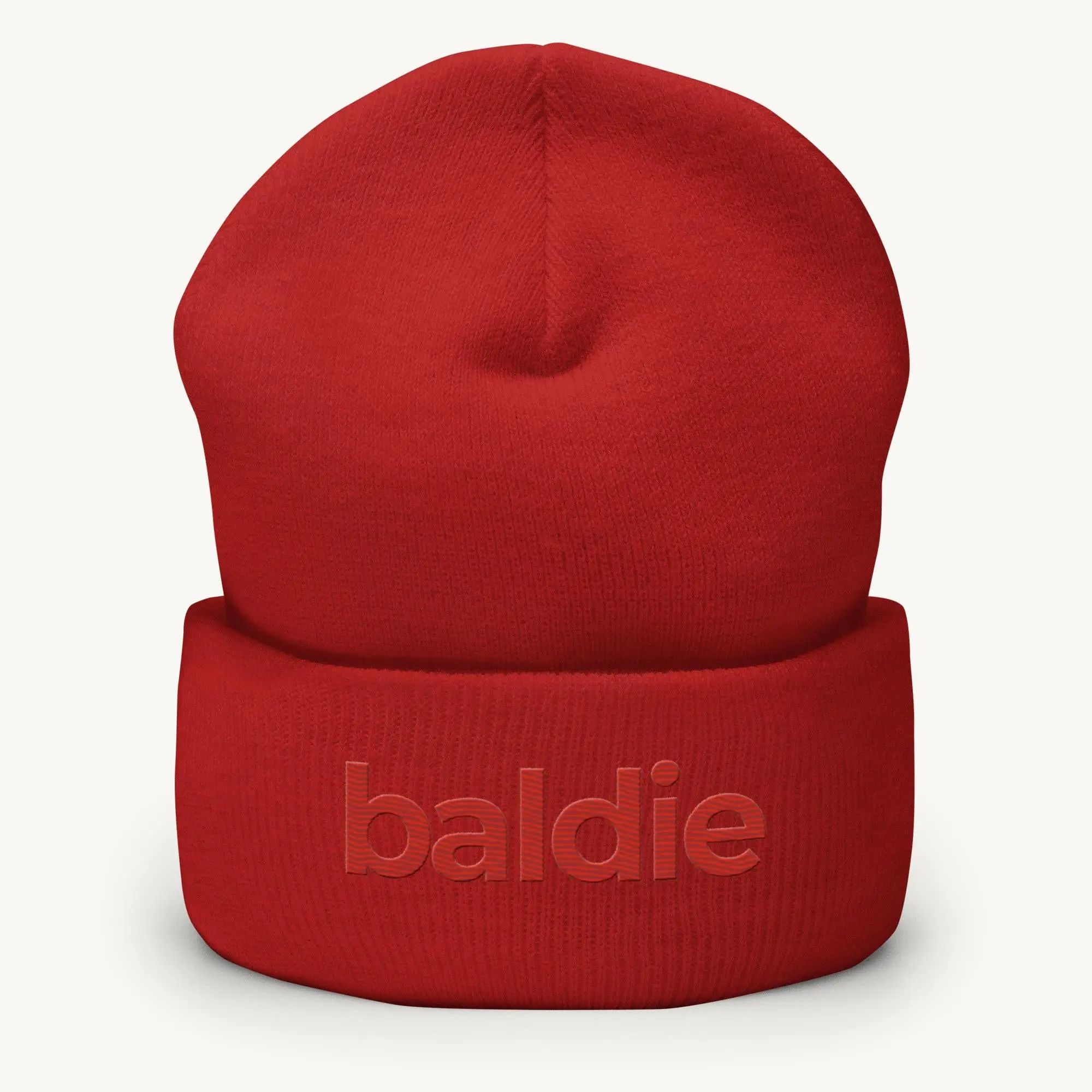 Cherry Embroidered Baldie Beanie, Soft Turbo Acrylic Knit Hat for Buzzcuts & Sensitive Scalps - Unisex, Lightweight & Hypoallergenic, Anti-Allergic, Baldies, Made For The Scalp, Breathable, Everyday, Made-To-Order, Casual, Scalp-Friendly, Clothes