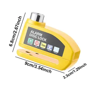 Bicycle Motorcycle Disc Brake Alarm Lock, Smart Anti-Theft Bike Lock, Security Lock, 110db Siren, Suitable for Bikes E-Bikes Motorcycles