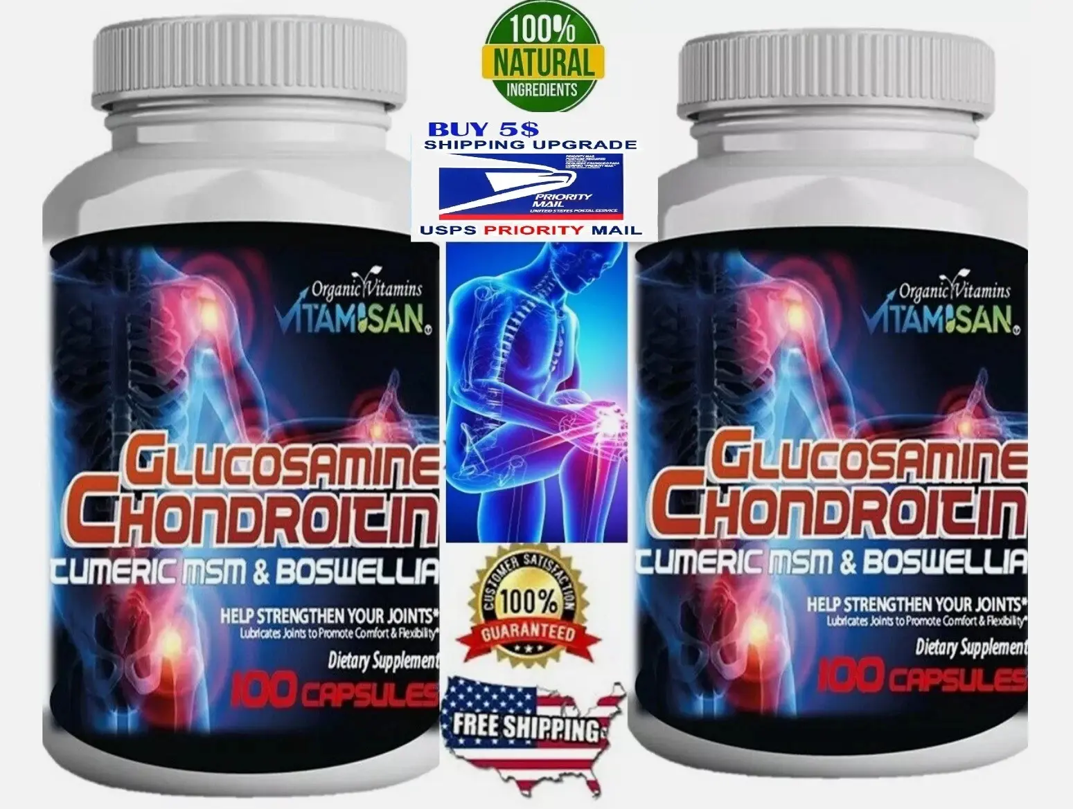 2X Glucosamine MSM Chondroitin Turmeric Joint Health Complex – 200 Capsules