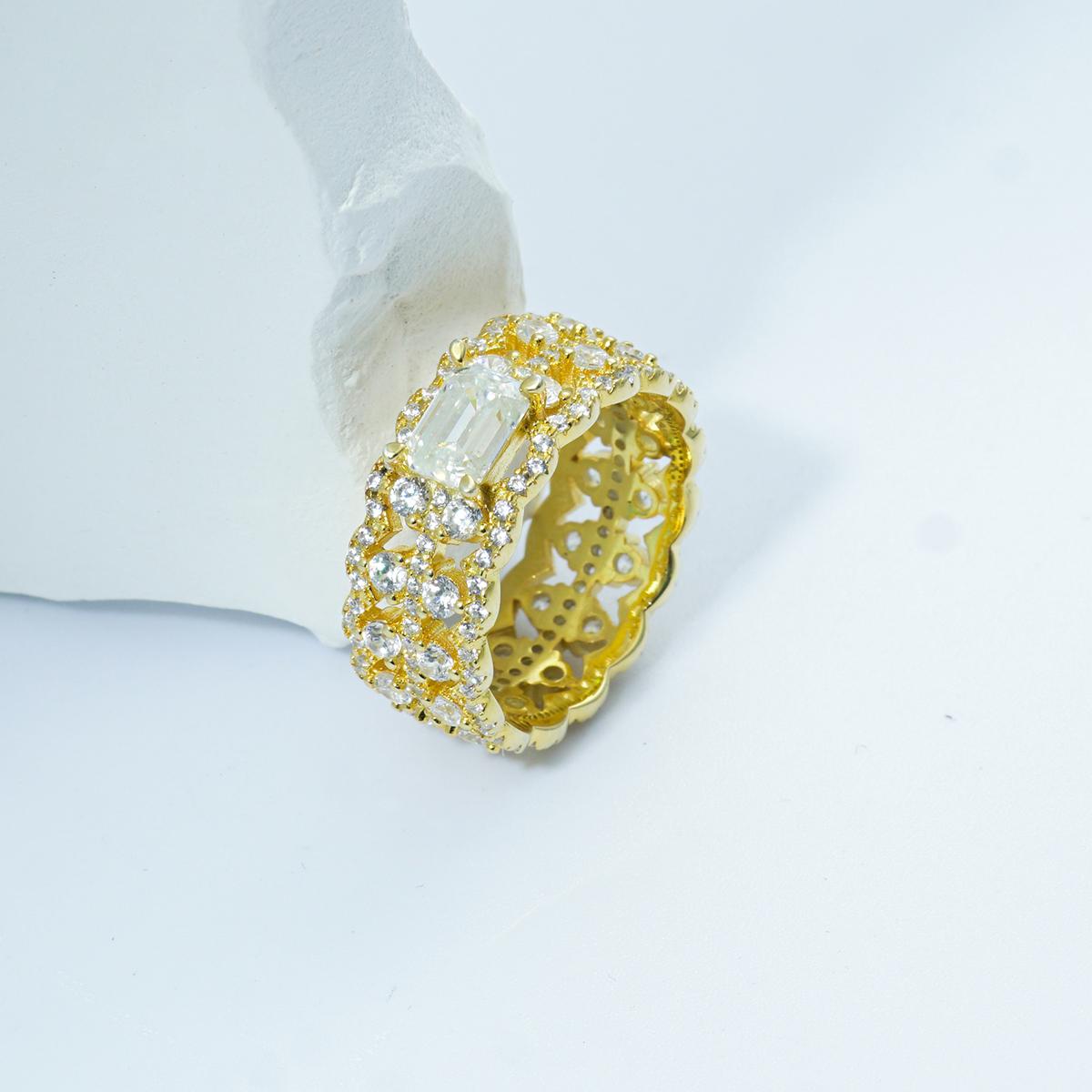 Delzzad 1ct Octagon Luxury Ring Synthetic Moissanite Ring Band In 925 Sterling Silver Birthday Anniversary Mother's Day Christmas Gifts for Men Women