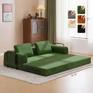 Oversized Plush “79'' 5-in-1 Boneless Convertible Sleeper Sofa Bed & loft bed | Ultra Soft Corduroy Cloud Couch with Huge Side Pocket | 4 Versatile Modes for Small Spaces - Guest Ready in Seconds & No Assembly!