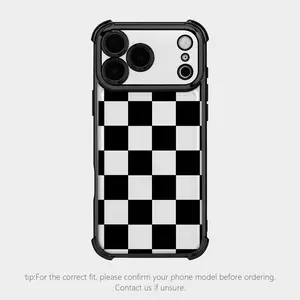 Black checkered four-corner drop-proof TPU phone case for iPhone Samsung Galaxy 17 Air 16Pro Max 15 14Plus 13 12 11 XR XS S25 S24 S23  Simple and stylish camera protection Shockproof Anti-Drop Shockproof Drop Protection Durable Phone Case.HY13