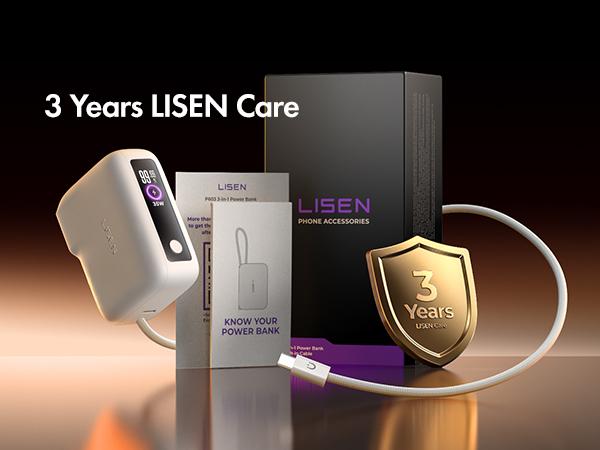 LISEN 3 in 1 Fast Travel Charger, Smart Display Charger, 35W Power Bank with Wall Plug & Built in Cable, Portable Charger Fast Charging, 7000mAh Traveling Essentials for iPhone 17 16 Pro Max iPad Pro