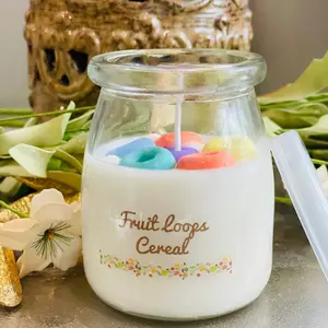 Mini Fruit Loops Cereal Candle: Strong Scented Organic Soy Wax
