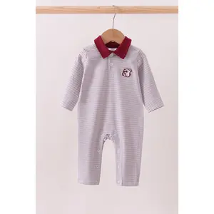 Premium Maroon Georgia bulldog embroidery romper
