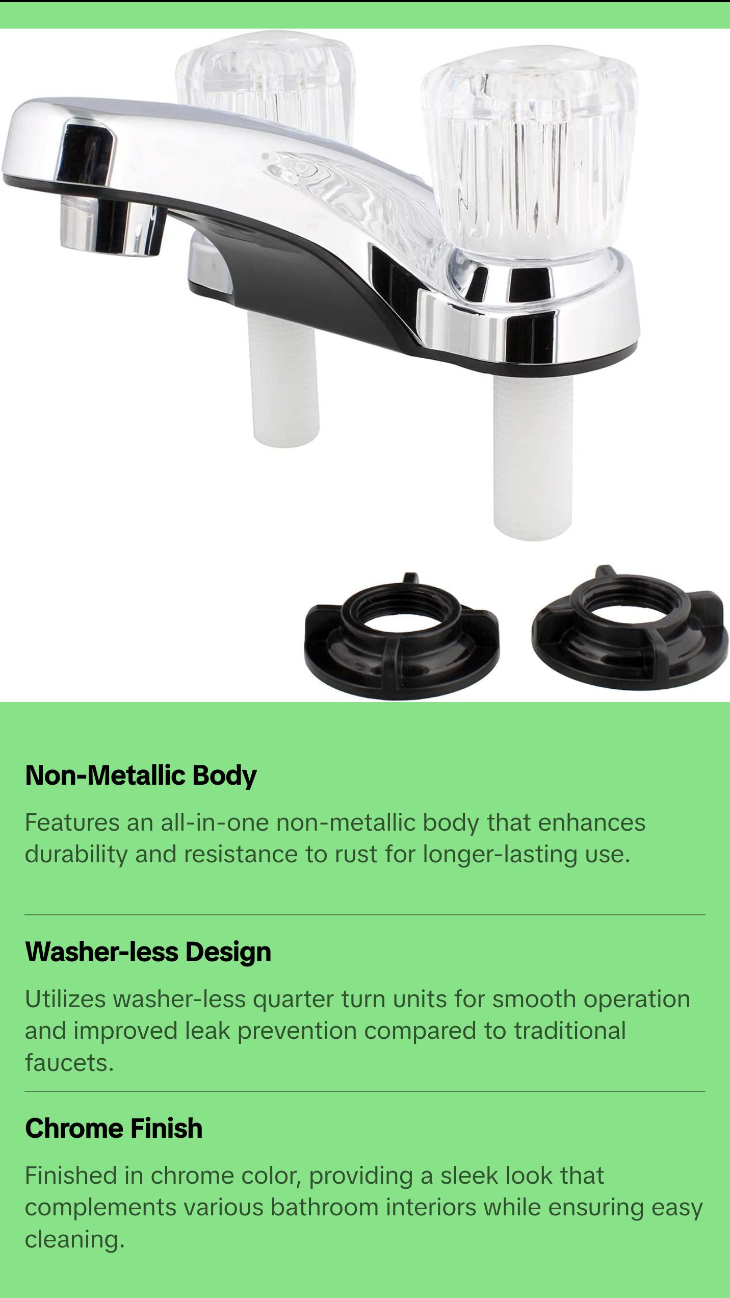 Empire Faucets Mobile Home/RV Lavatory Faucet - 4 Inch Chrome, with Crystal Knobs‎ U-YJW77-E