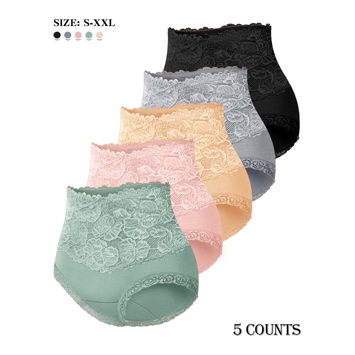 Morelect High Waist Cotton Panties for Women,5/7/10 Pcs Breathable Lace Trim Briefs,Soft Comfy Daily Wear,Elegant All Seasons Women's Underwear. SpringStatements