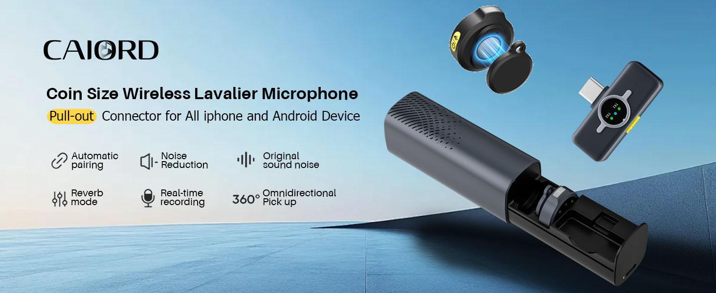 2Pack Wireless Lavalier Microphone for iPhone 16 15 iPad Android with Charge Case, Mini Clip/Magnetic Mic for Lightning/USB-C Smart Device Video Recording, Vlogging, YouTube, Interviews, 300FT