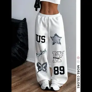 Unisex's Number & Letter Print Sweatpants, Casual Comfy Breathable Trousers for Daily Wear, Unisex Bottoms for Fall & Winter Fashion Fit