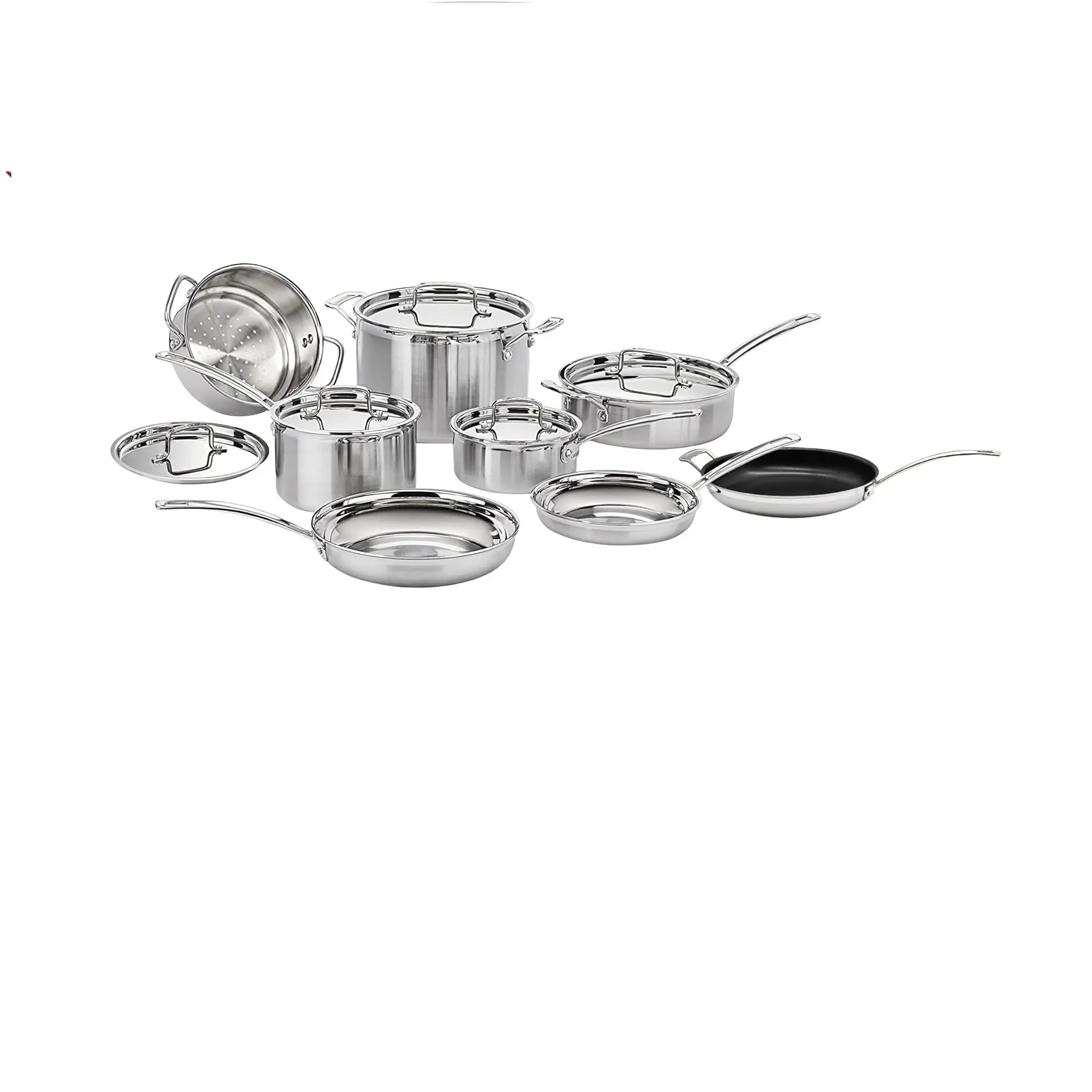 Cuisinart MCP-13 MultiClad Pro Stainless-Steel Cookware 13-Piece Cookware Set, Silver