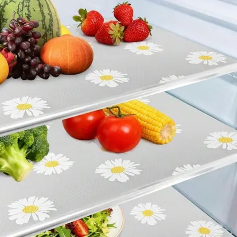 LMMAKE 4PCS/12PCS Washable Refrigerator Mats, Waterproof & Oil-Resistant, Protect Fridge & Freezer Shelves, Cabinets, Drawers, Anti-Spill for Easy Cleaning, Kitchen Organizer Accessories for Families