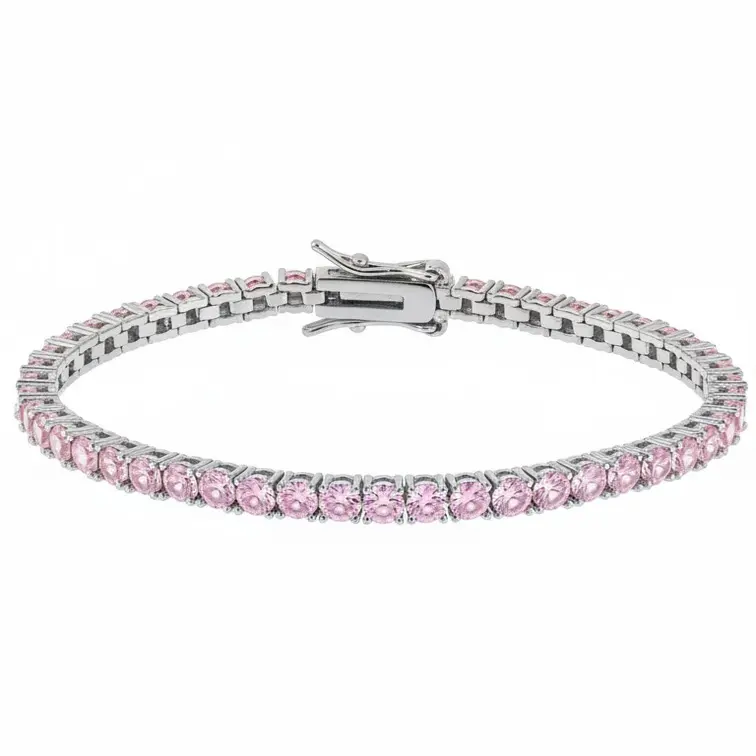 JTV Pink Cubic Zirconia Rhodium Over Brass Tennis Bracelet 10.08ctw