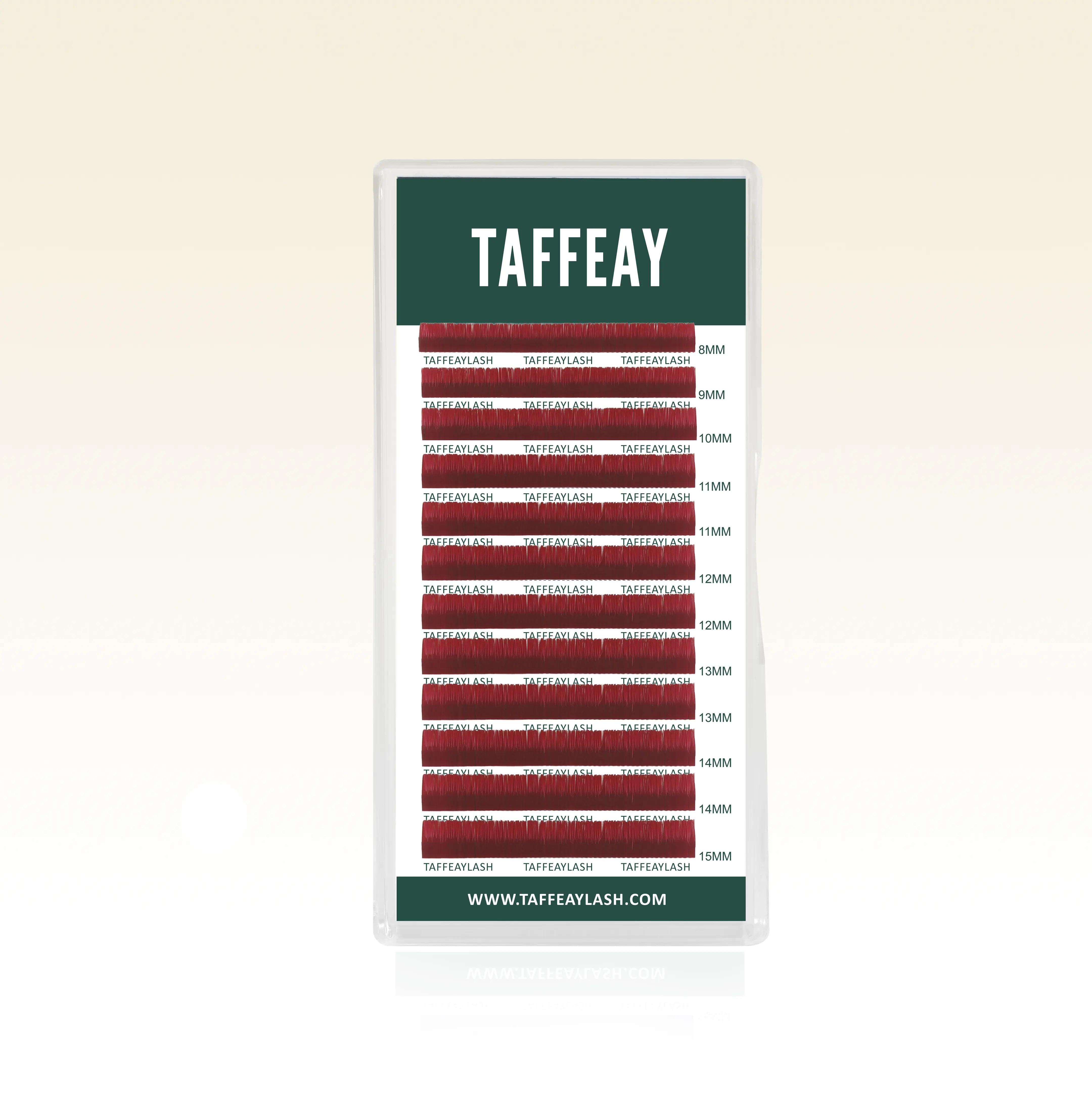 TAFFEAY Professional Colored Lash Extension Tray, Fire Red Cosmetic False Eyelashes for Lash Artists, 8-15mm Mixed Lengths for Dramatic Looks, False Eyelashes & Adhesives, Dramatic Lashes